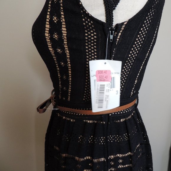 Jodi Kristopher Black Lace Cutout Belted Dress - Picture 5 of 7